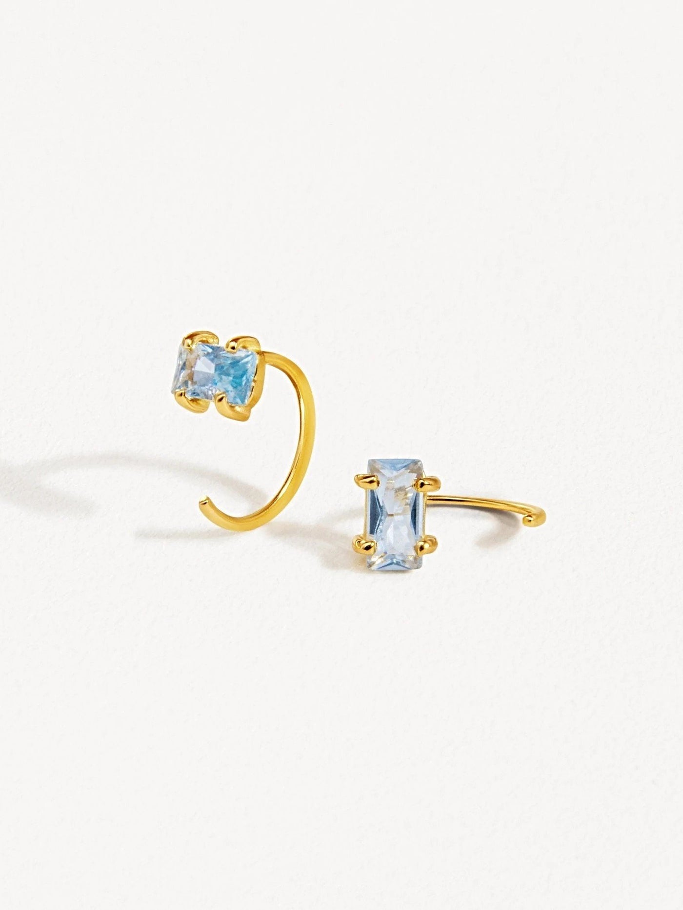 Alberta Huggie Hoop Earrings - 24K Gold PlatedAquamarine EarringsAquamarine HoopsLunai Jewelry