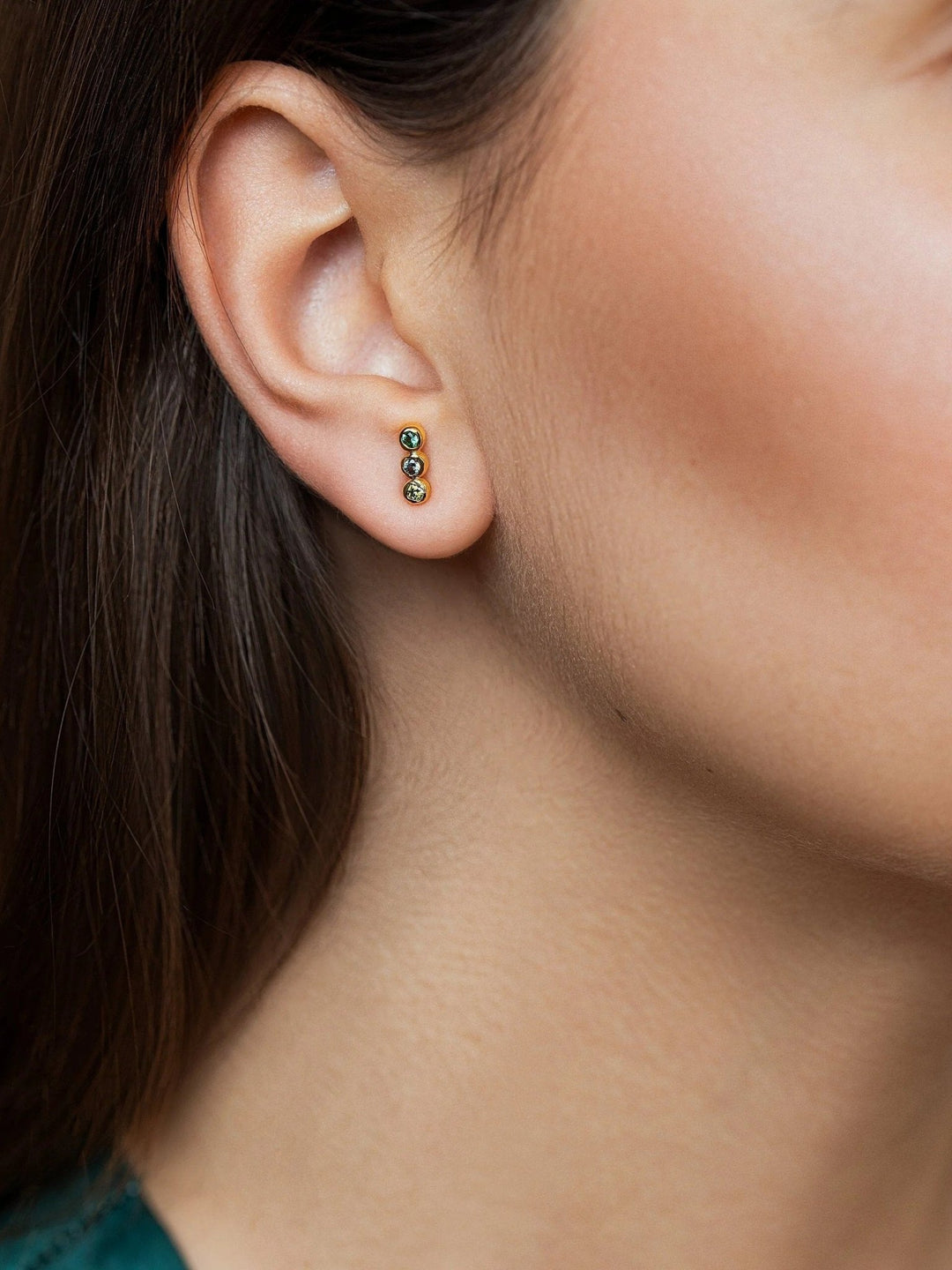 Alior Gold Stud Earrings - GREENSbirthstone earringscool earringsLunai Jewelry