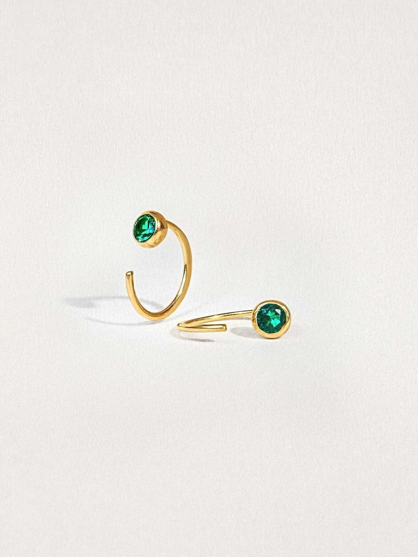 ALMA EMERALD HUGGIE EARRINGS