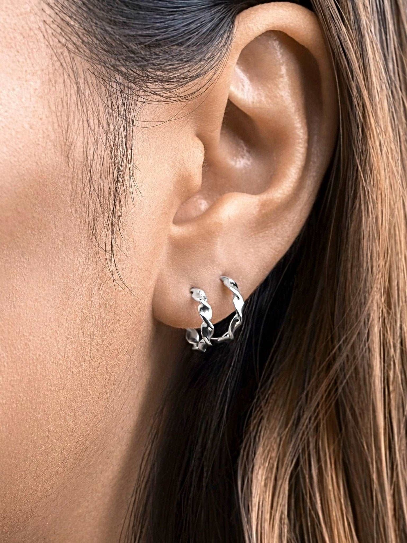 Anaita Hoop Earrings - Oxidized SilverButterfly EarringsEar WiresLunai Jewelry