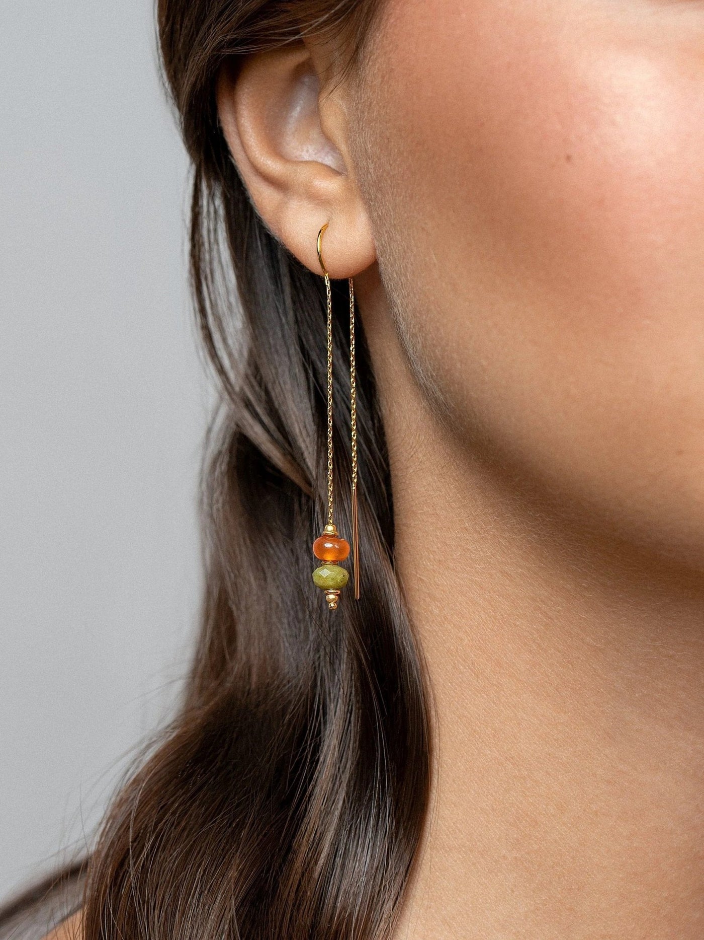 Anates Chain Dangle Earrings - agate earringsbirthstone earringsLunai Jewelry