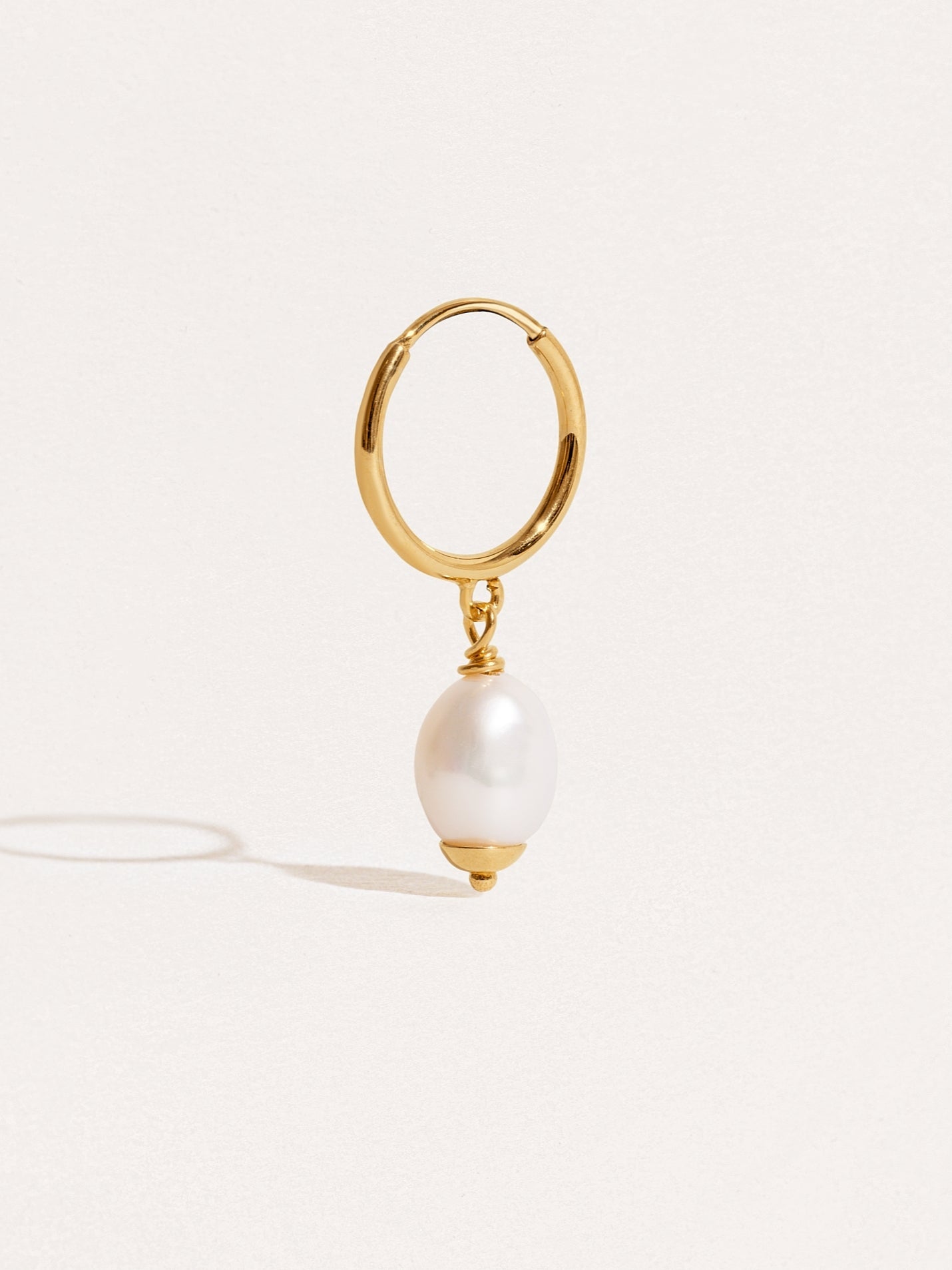 Antonella Baroque Pearl Drop Hoop Earrings - 24K Gold PlatedSingleArtisan JewelryConch EarringsLunai Jewelry