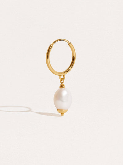 Antonella Baroque Pearl Drop Hoop Earrings - 24K Gold PlatedSingleArtisan JewelryConch EarringsLunai Jewelry