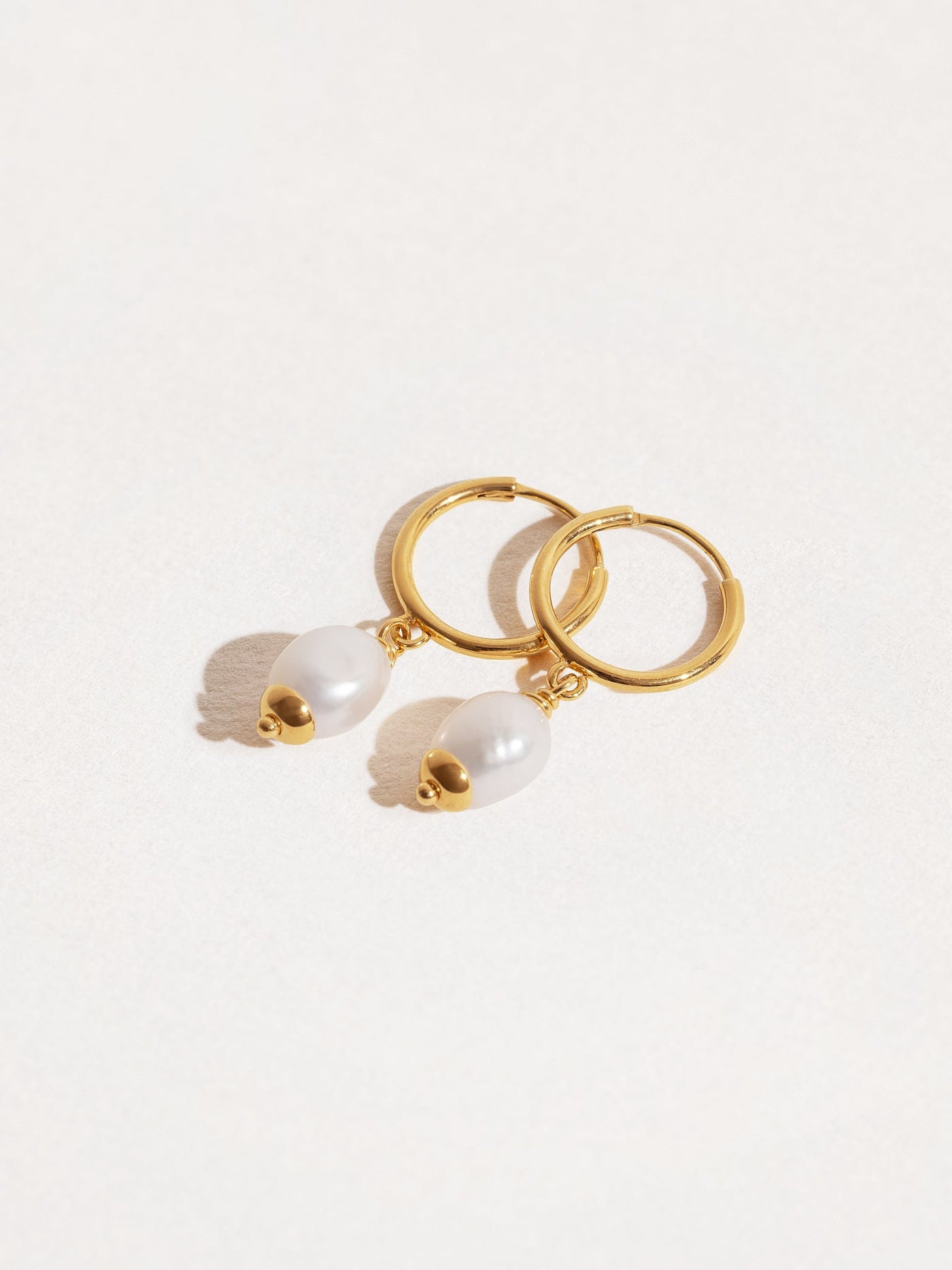 Antonella Baroque Pearl Drop Hoop Earrings - 24K Gold PlatedPairArtisan JewelryConch EarringsLunai Jewelry