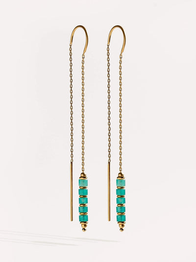Arietta Green Jade Gold Chain Earrings - alt earringsbest gift for herLunai Jewelry