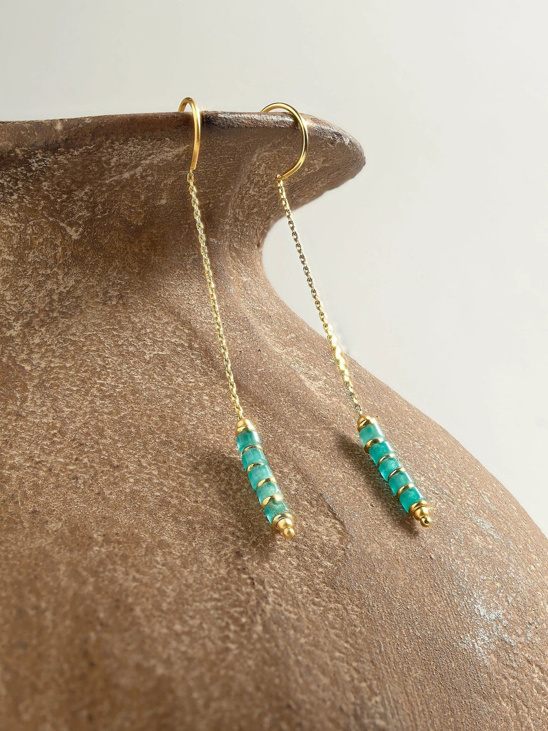 Arietta Green Jade Gold Chain Earrings - alt earringsbest gift for herLunai Jewelry