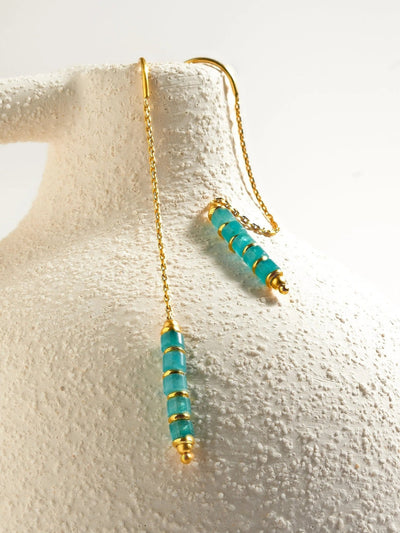 Arietta Green Jade Gold Chain Earrings - alt earringsbest gift for herLunai Jewelry