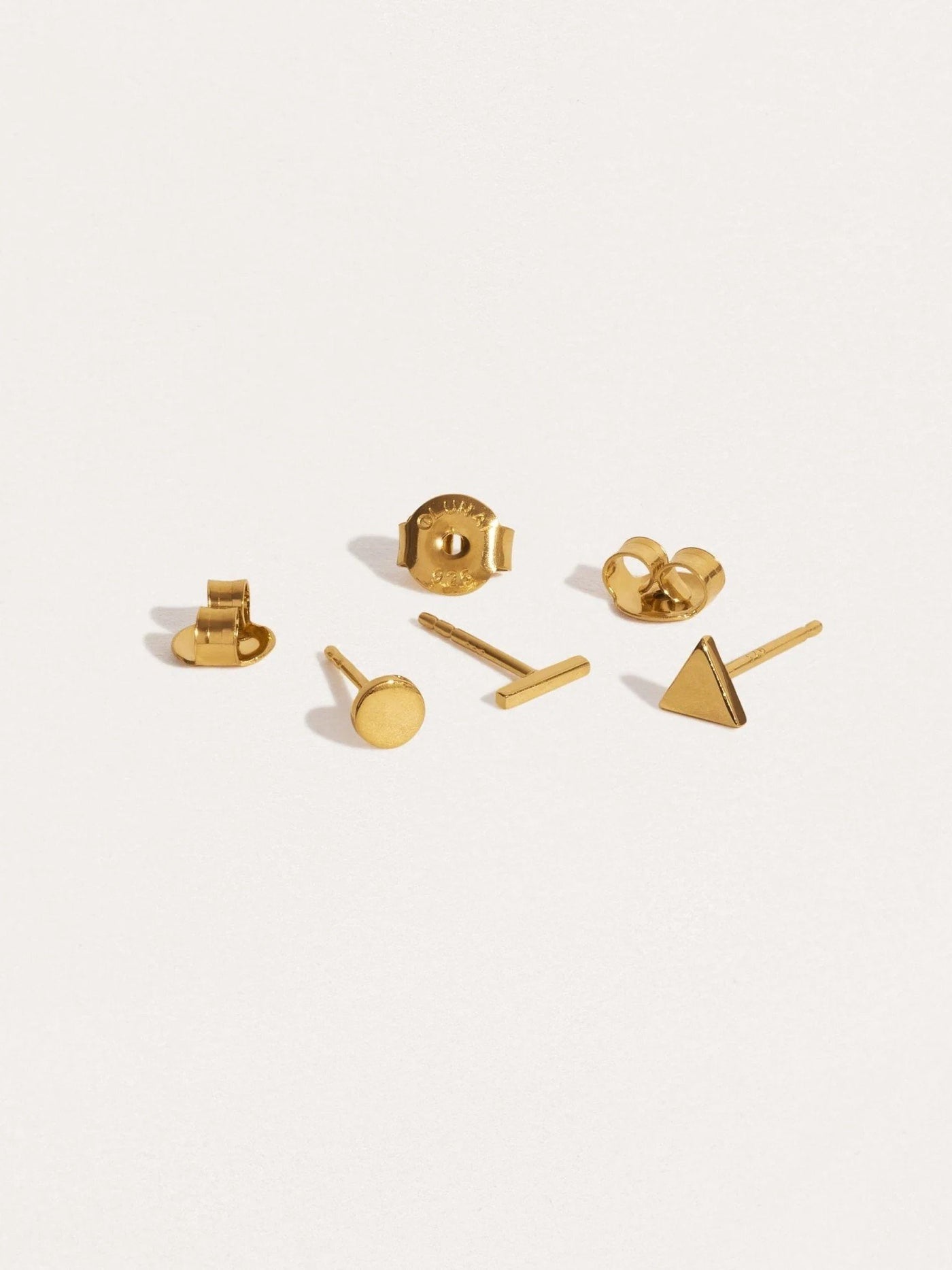 Audra Geometric Trio of Stud Earrings - 24K Gold PlatedBackUpItemsCartilage PiercingsLunai Jewelry