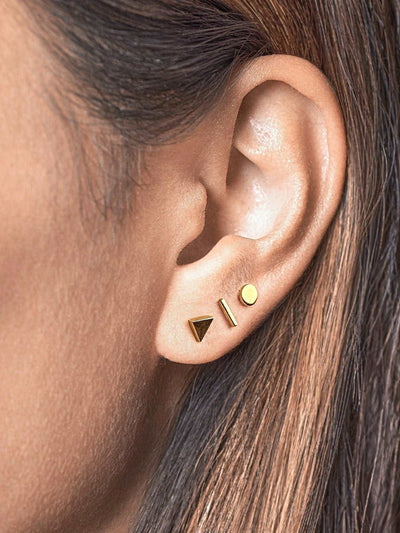 Audra Geometric Trio of Stud Earrings - 24K Gold PlatedBackUpItemsCartilage PiercingsLunai Jewelry
