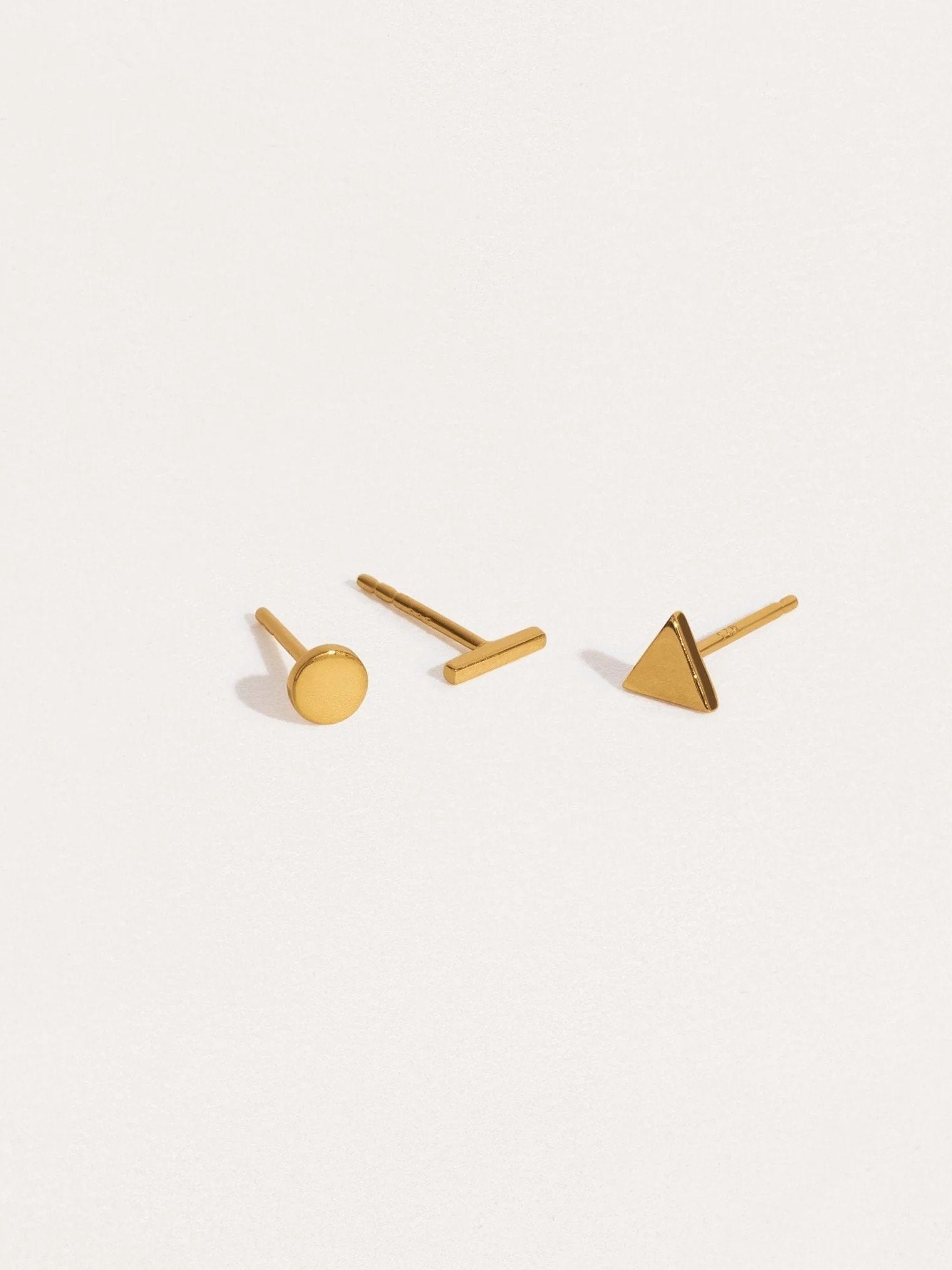 Audra Geometric Trio of Stud Earrings - 925 Sterling SilverBackUpItemsCartilage PiercingsLunai Jewelry