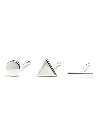 Audra Geometric Trio of Stud Earrings - 925 Sterling SilverBackUpItemsCartilage PiercingsLunai Jewelry