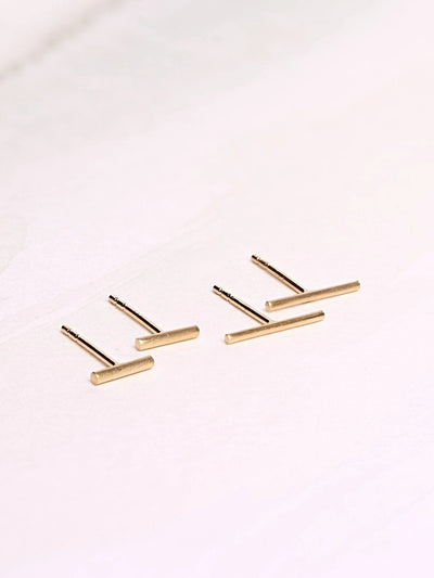 Balda Stud Earrings - 18K Rose Gold MatteBackUpItemsBar Stud EarringsLunai Jewelry