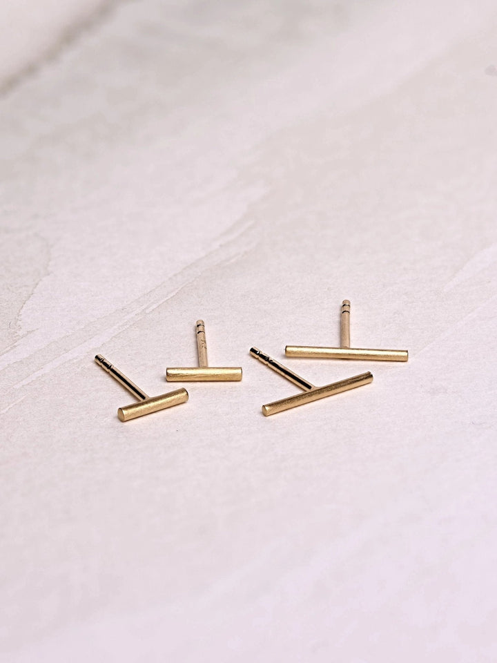 Balda Stud Earrings - 18K Rose Gold MatteBackUpItemsBar Stud EarringsLunai Jewelry