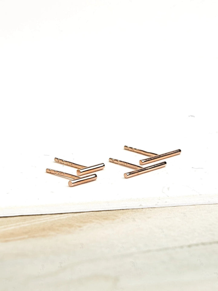 Balda Stud Earrings - 18K Rose Gold MatteBackUpItemsBar Stud EarringsLunai Jewelry