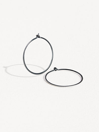 Beat Hoop Earrings - 925 Silver OxideBackUpItemsClassic Hoop EarringLunai Jewelry
