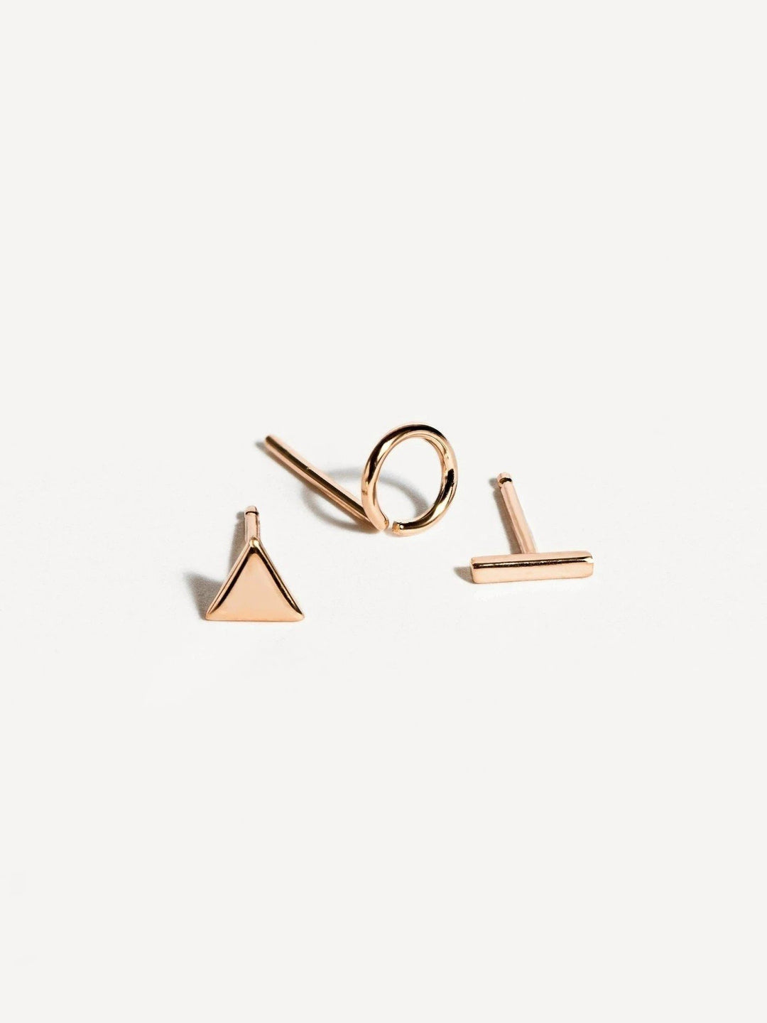 Bianca Stud Earrings Set - 18K Rose Gold PlatedBar StudCartilage earringsLunai Jewelry