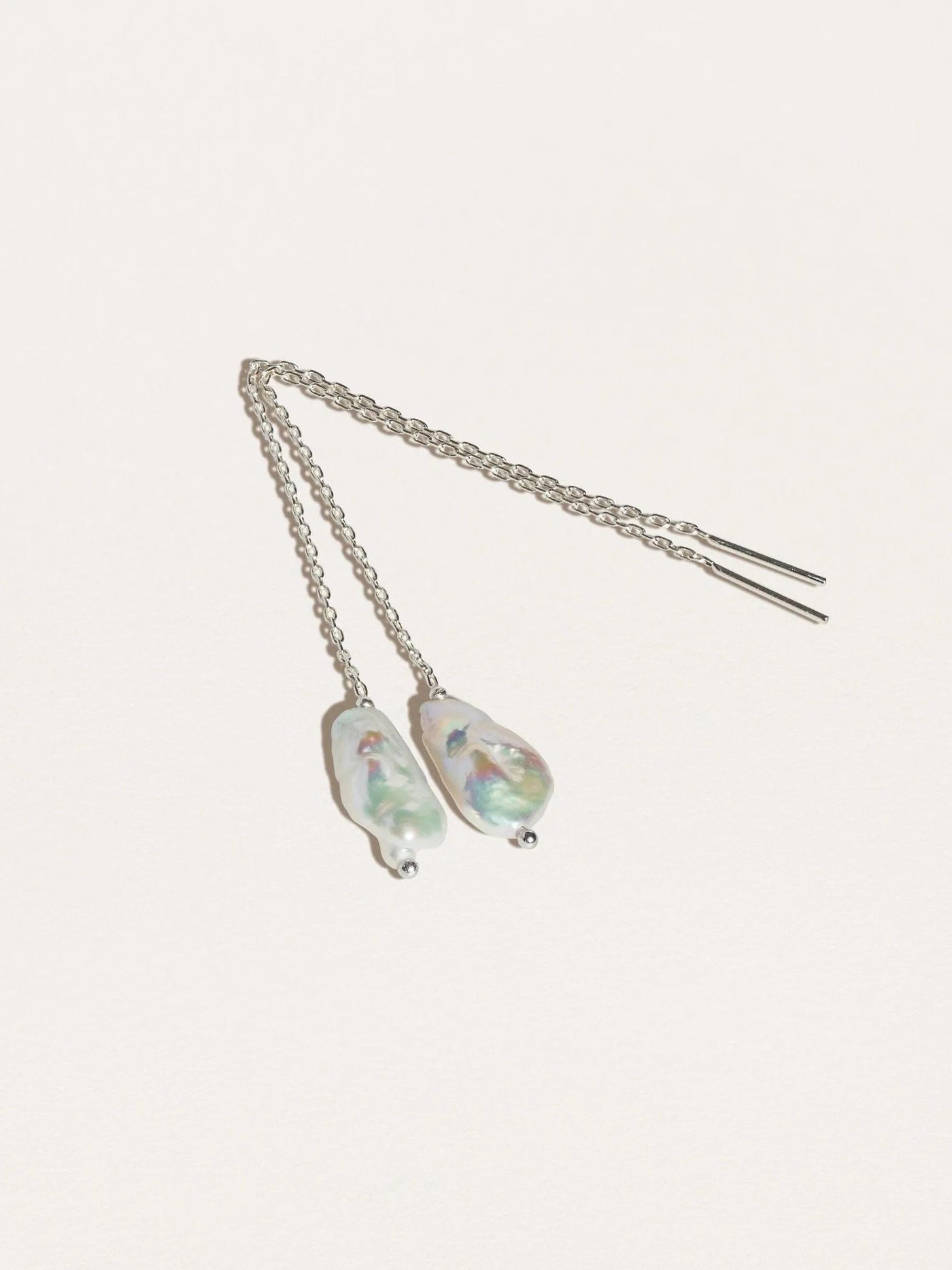 Biwa Pearl Chain Earrings - St Silver ShinySingleBiwa Pearl EarringsBridal JewelryLunai Jewelry