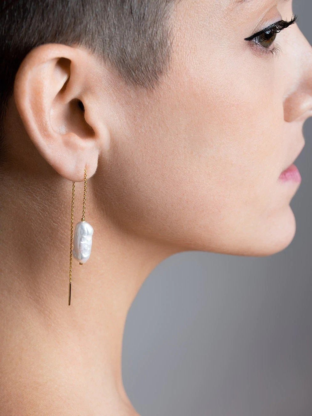 Biwa Pearl Chain Earrings - Yellow Gold ShinyPairBiwa Pearl EarringsBridal JewelryLunai Jewelry