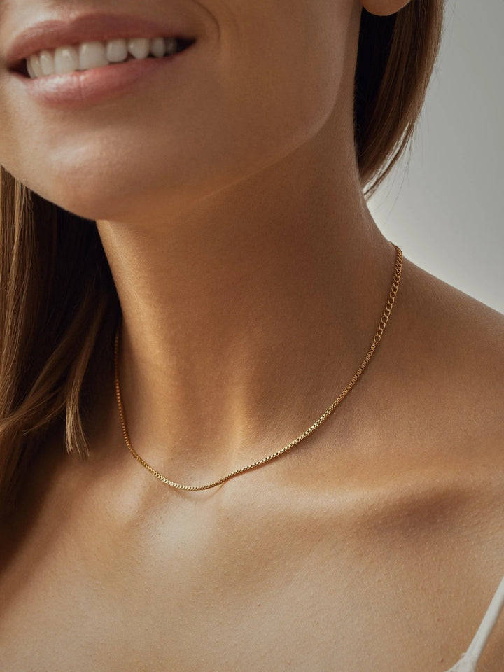 Box Chain Necklace - 24K Gold PlatedAnniversary GiftBackUpItemsLunai Jewelry