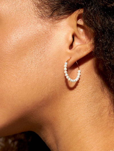 Brandy Pearl Huggie Hoop Earrings - 14K Gold FilledankorArtisan JewelryLunai Jewelry