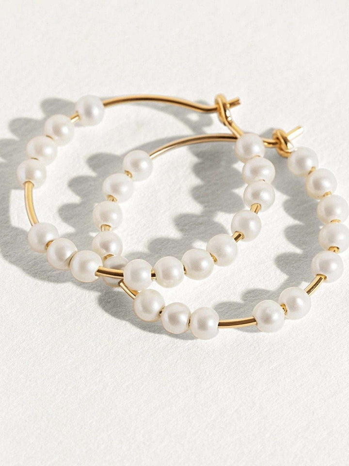 Brandy Pearl Huggie Hoop Earrings - 14K Gold FilledankorArtisan JewelryLunai Jewelry