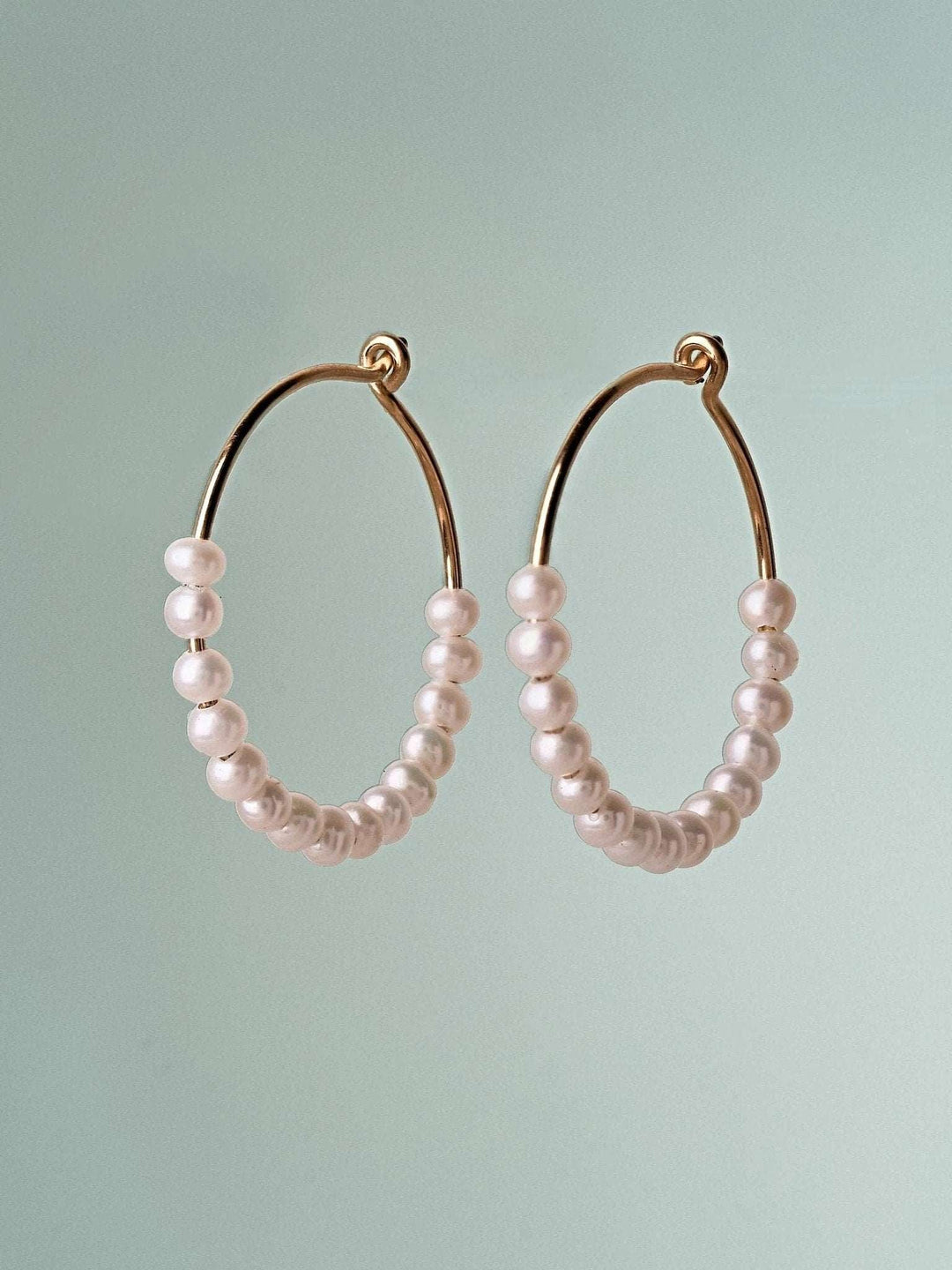 Brandy Pearl Huggie Hoop Earrings - Argentium SilverankorArtisan JewelryLunai Jewelry