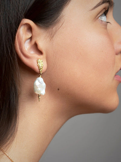 Cicer Keshi Pearl Stud Drop Earrings - black friday jewelryBridal EarringsLunai Jewelry