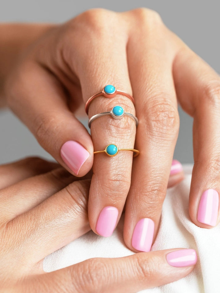 Cleo Turquoise Stacking Ring - 18K Rose Gold Vermeil4BackUpItemsBirthstone RingLunai Jewelry