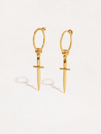 Dalma Silver Dagger Charm Earrings - 24K Gold PlatedPairankorBackUpItemsLunai Jewelry