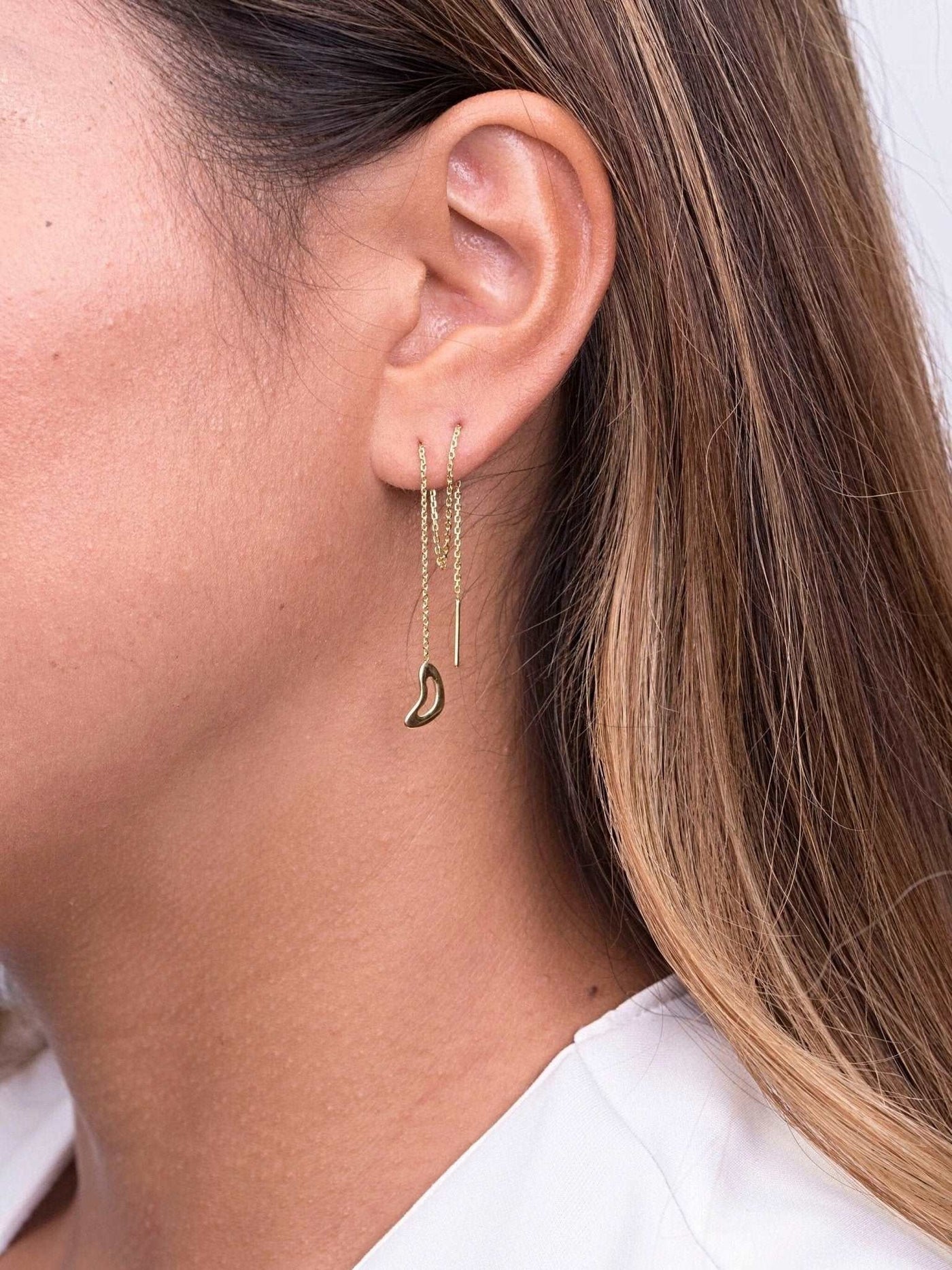 Debra Threader Earrings - 24k Gold PlatedBackUpItemsBar Ear ThreaderLunai Jewelry