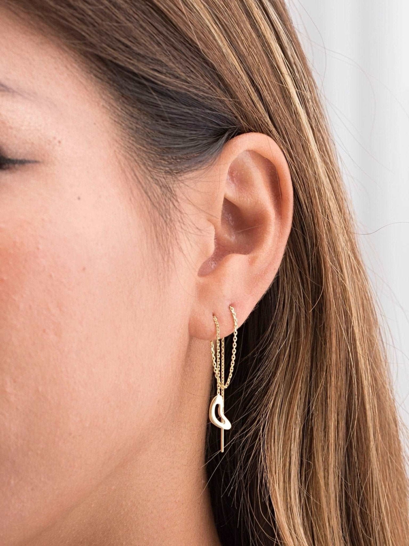 Debra Threader Earrings - 24k Gold PlatedBackUpItemsBar Ear ThreaderLunai Jewelry