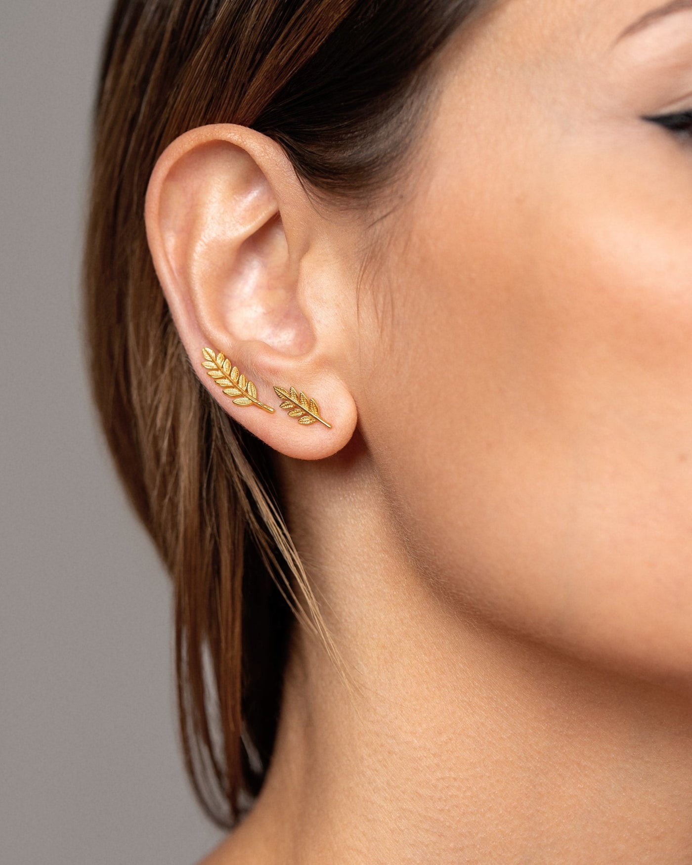 Diantha Leaf Ear Climber - 24k Gold PlatedPairBackUpItemsChristmas GiftLunai Jewelry