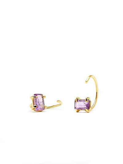 Dorotea Huggies Earrings - 24K Gold PlatedAmethyst JewelryBackUpItemsLunai Jewelry