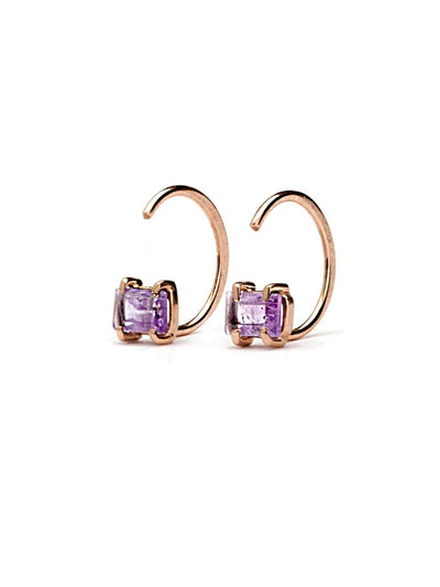 Dorotea Huggies Earrings - 18K Gold PlatedAmethyst JewelryBackUpItemsLunai Jewelry