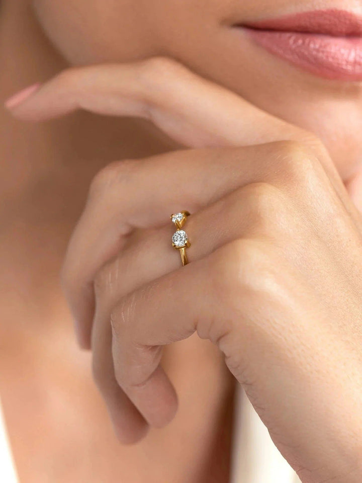 Double Gemstone Ring - 24K Gold Vermeil5925 silver ringAdjustable RingLunai Jewelry