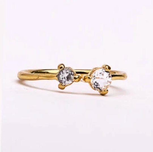 Double Gemstone Ring - 24K Gold Vermeil5925 silver ringAdjustable RingLunai Jewelry