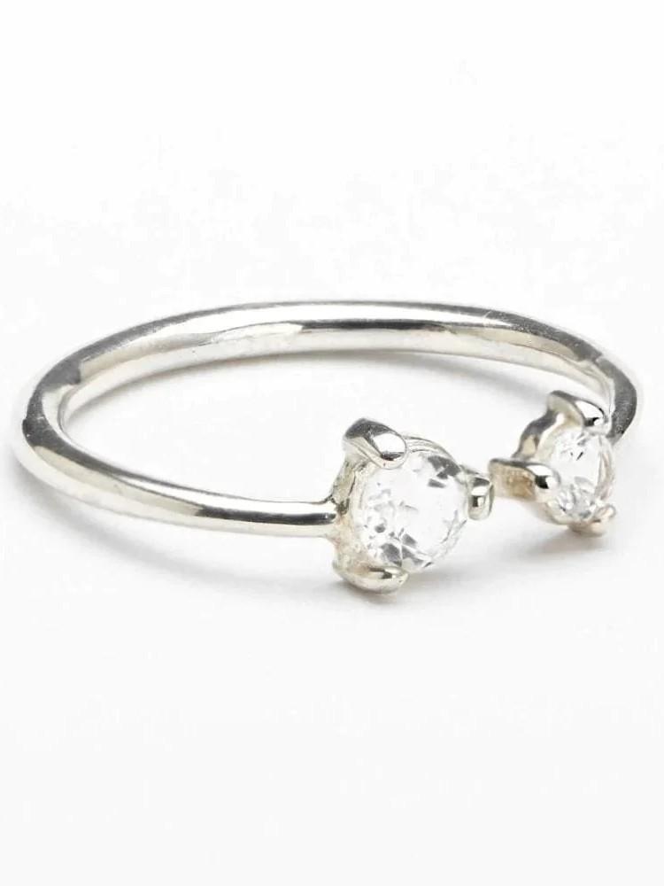 Double Gemstone Ring - 925 Sterling Silver5925 silver ringAdjustable RingLunai Jewelry