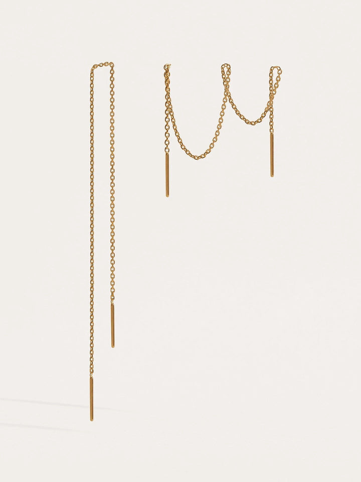 Ebbe Ear Thread Earrings - 24K Gold Plated14 cmankorBackUpItemsLunai Jewelry