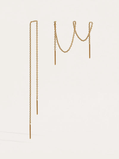 Ebbe Ear Thread Earrings - 24K Gold Plated14 cmankorBackUpItemsLunai Jewelry