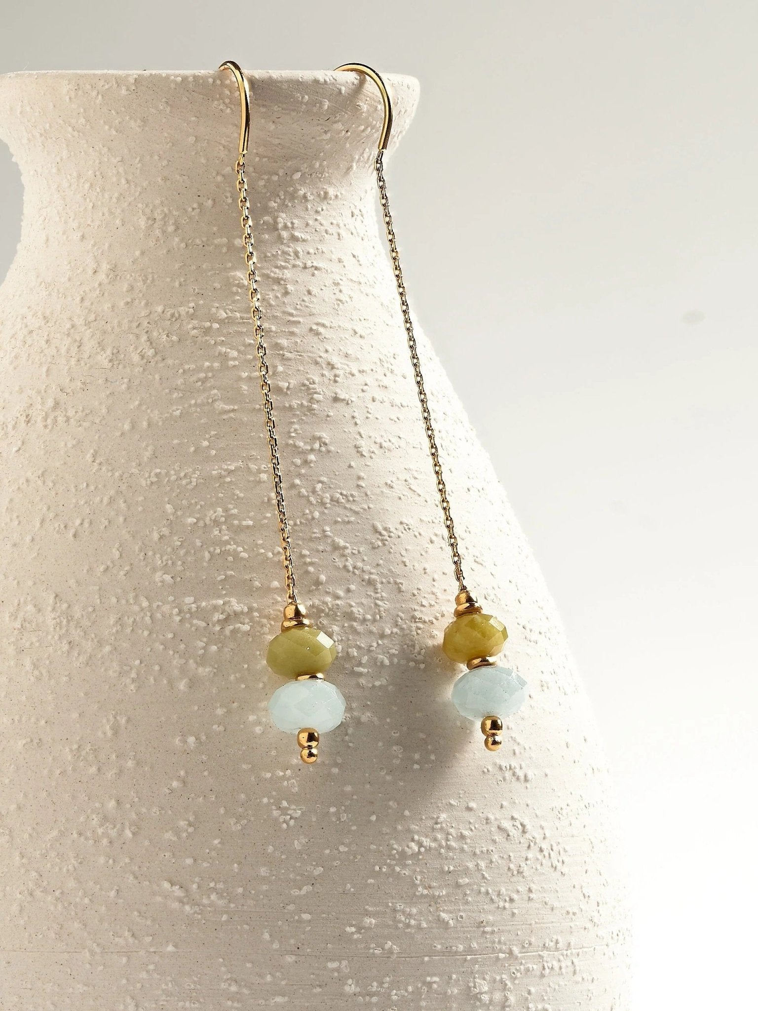 Elli Green Peridot and Aquamarine Chain Earrings - aquamarine earringsbirthstone earringsLunai Jewelry