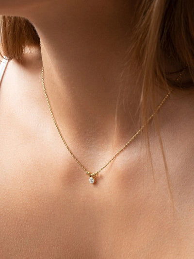 Floating Cubic Zirconia Pendant Necklace - 19.7St Silver ShinyBirthday GiftBridal ChokerLunai Jewelry