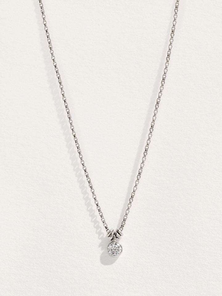 Floating Cubic Zirconia Pendant Necklace - 21.7St Silver ShinyBirthday GiftBridal ChokerLunai Jewelry