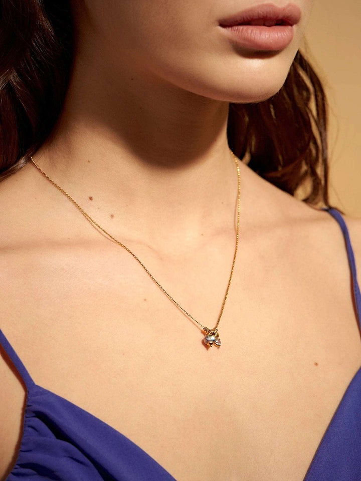 Fluvia Labradorite Necklace Adjustable 43cm/17' - 24K Gold PlatedWEBLunai Jewelry