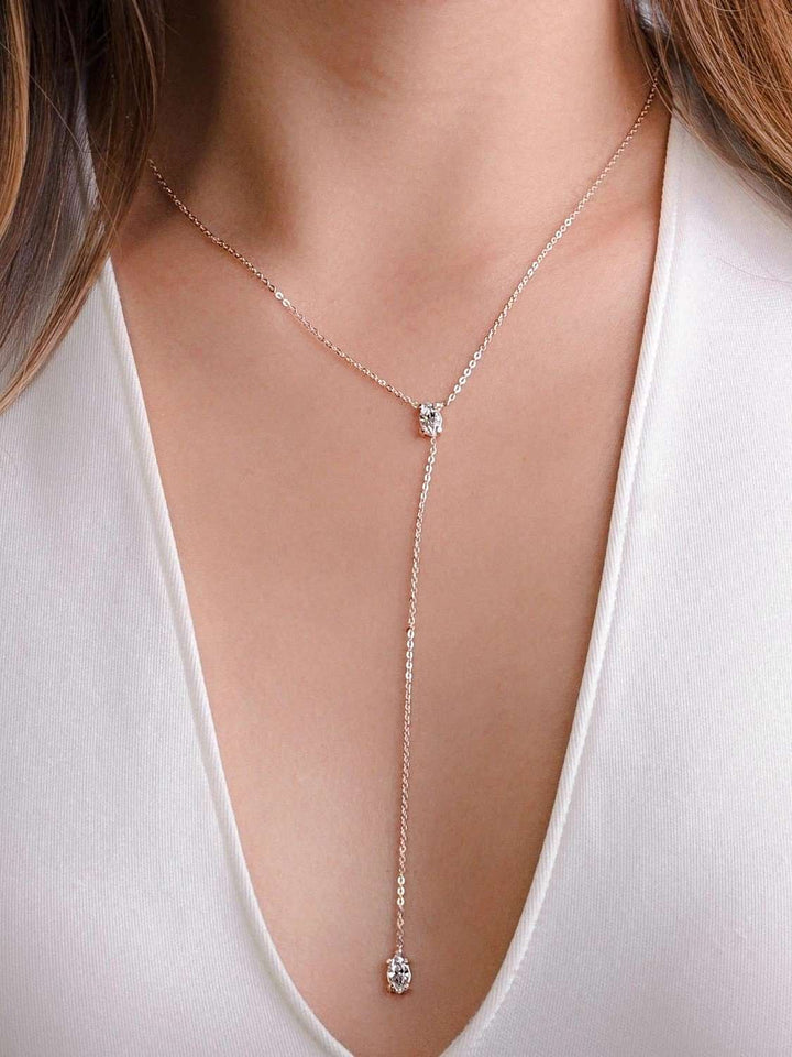 Greta Necklace - 18K Rose Gold PlatedBackUpItemsCute Lariat NecklaceLunai Jewelry