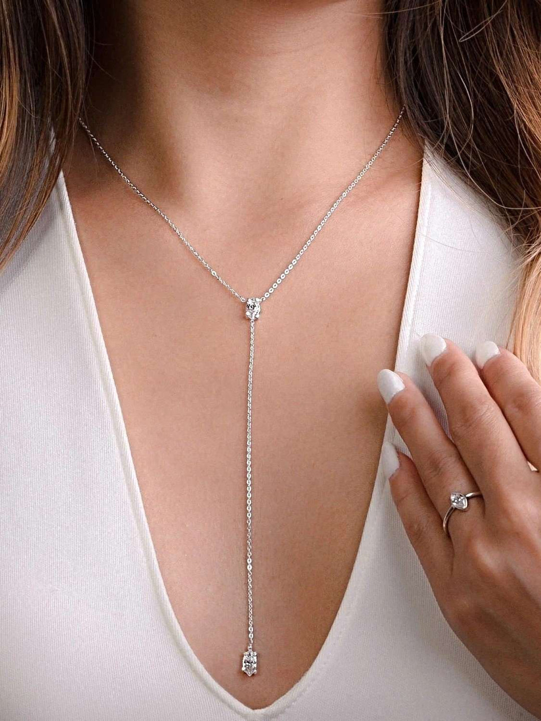 Greta Necklace - 925 Sterling SilverBackUpItemsCute Lariat NecklaceLunai Jewelry