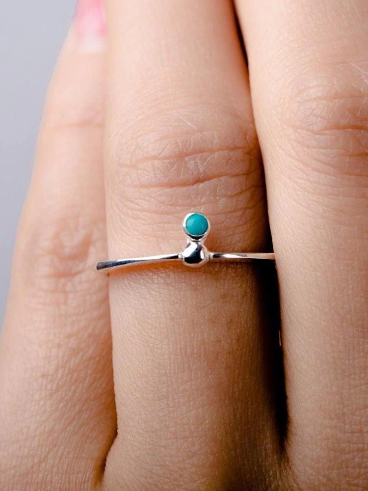 Grette Solitaire Turquoise Ring - 925 Sterling Silver5BackUpItemsBirthstone RingLunai Jewelry