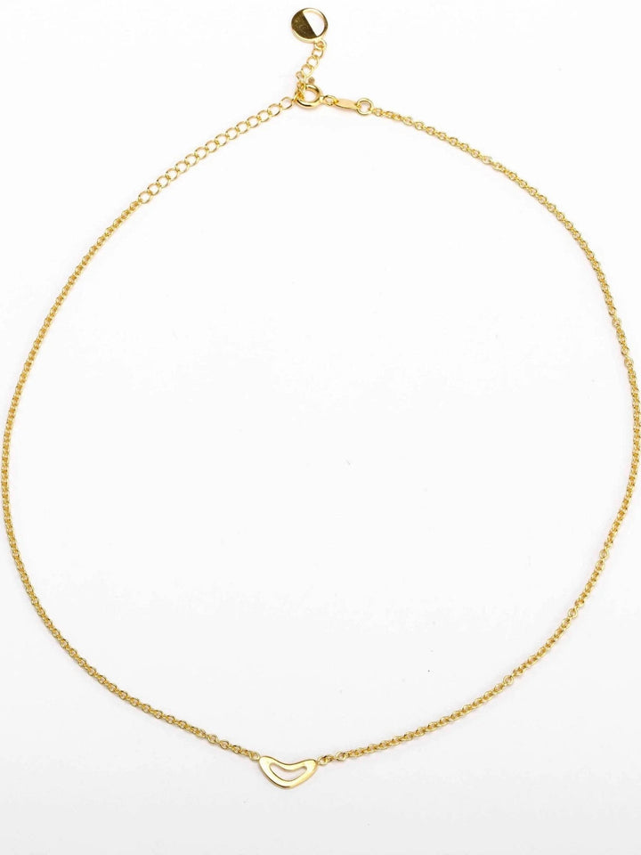Heart Charm Choker Necklace - 24K Gold PlatedAdjustable NecklaceAnniversary GiftLunai Jewelry