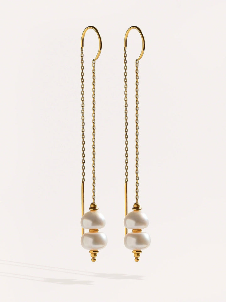 Hunita Pearl Threaders Earrings - Baroque Pearlalt earringsbest gift for herLunai Jewelry