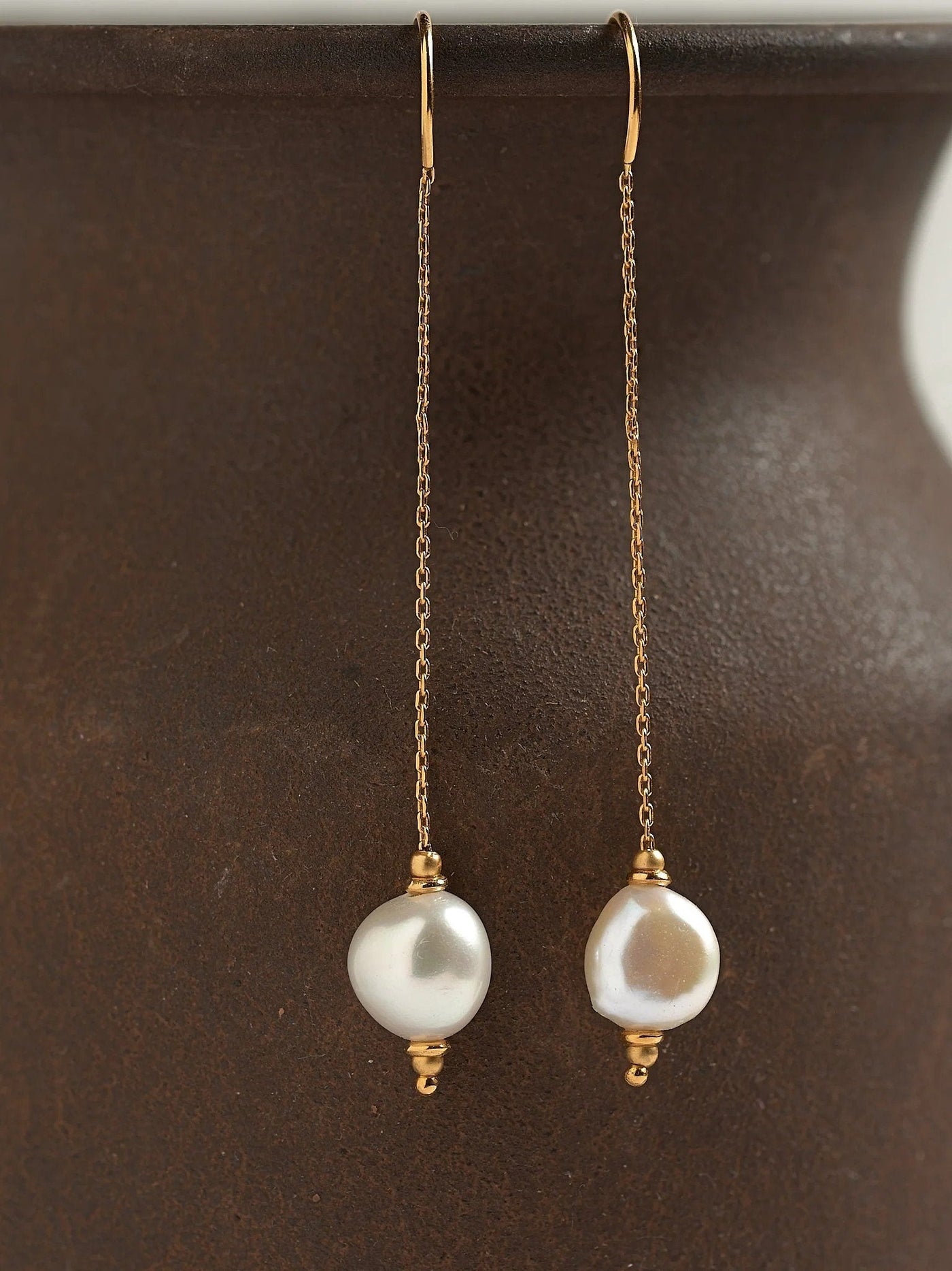 Hunita Pearl Threaders Earrings - Baroque Pearlalt earringsbest gift for herLunai Jewelry