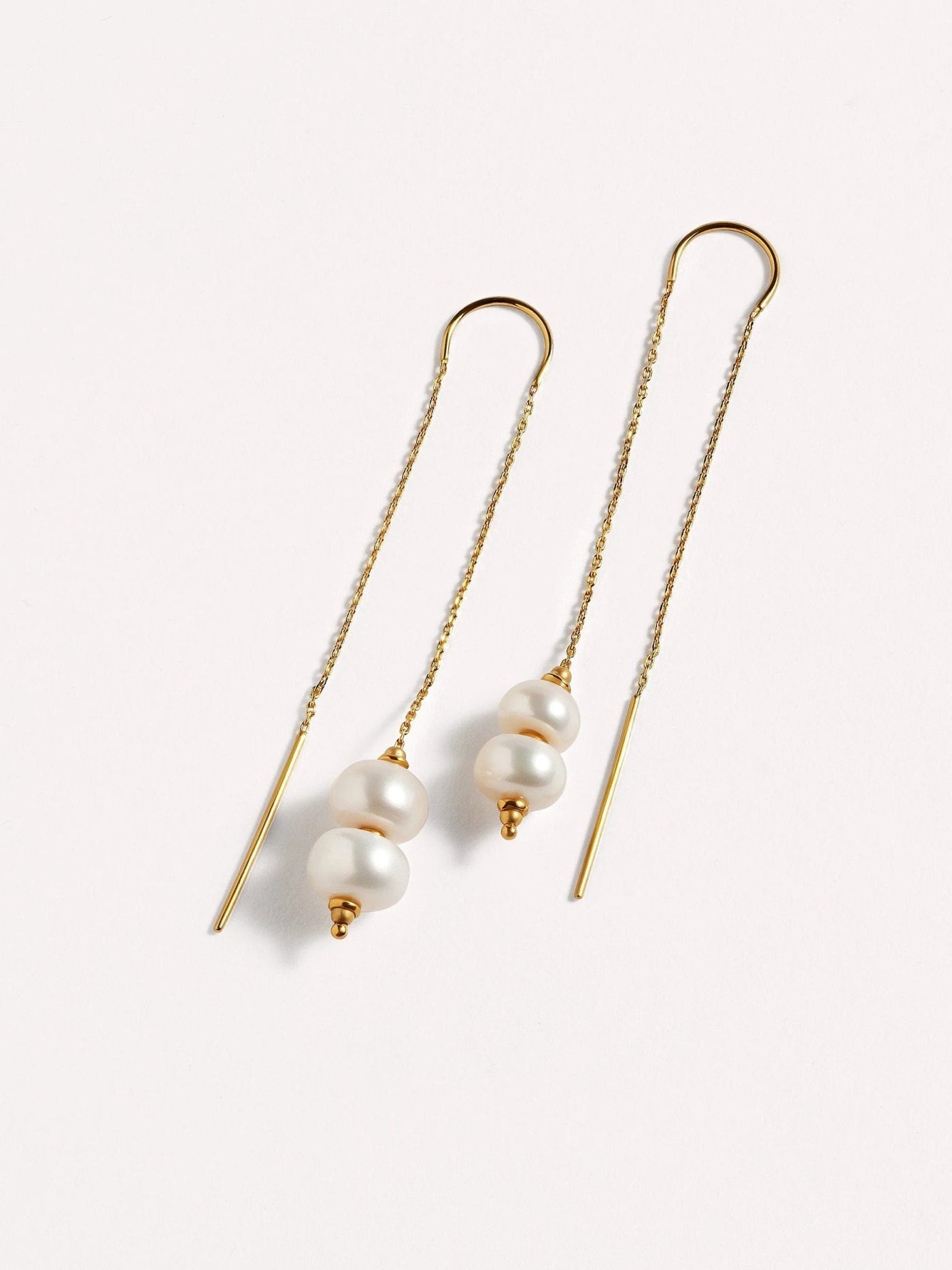 Hunita Pearl Threaders Earrings - Flat Buttom Pearlalt earringsbest gift for herLunai Jewelry